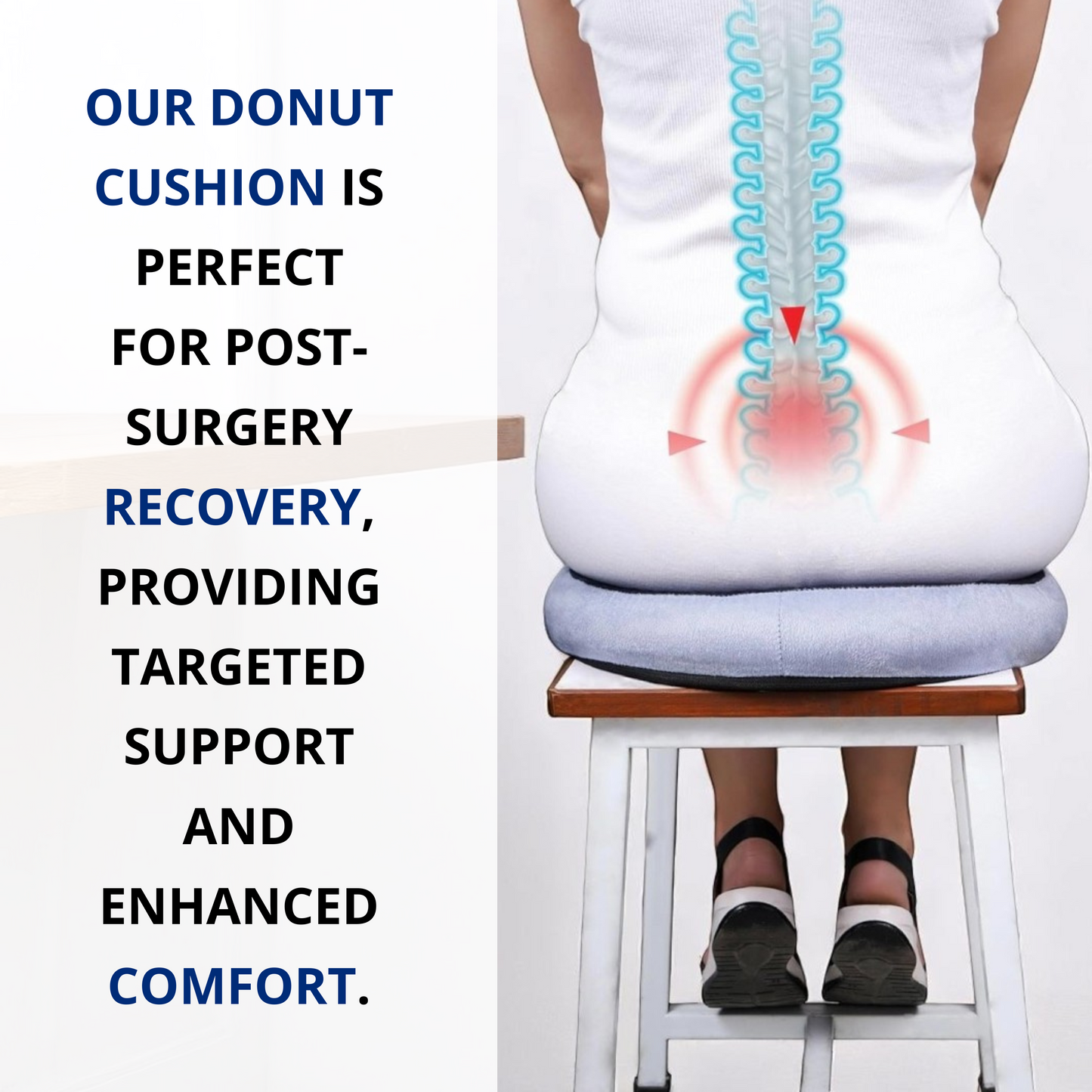 Donut Cushion for Tailbone & Back Pain Relief – Ideal for Post-Surgery, Pregnancy & Long Sitting Hours