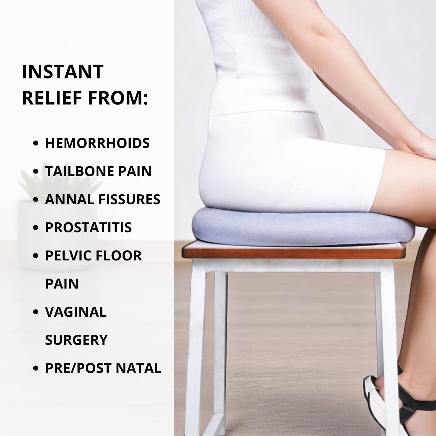 Donut Cushion for Tailbone & Back Pain Relief – Ideal for Post-Surgery, Pregnancy & Long Sitting Hours
