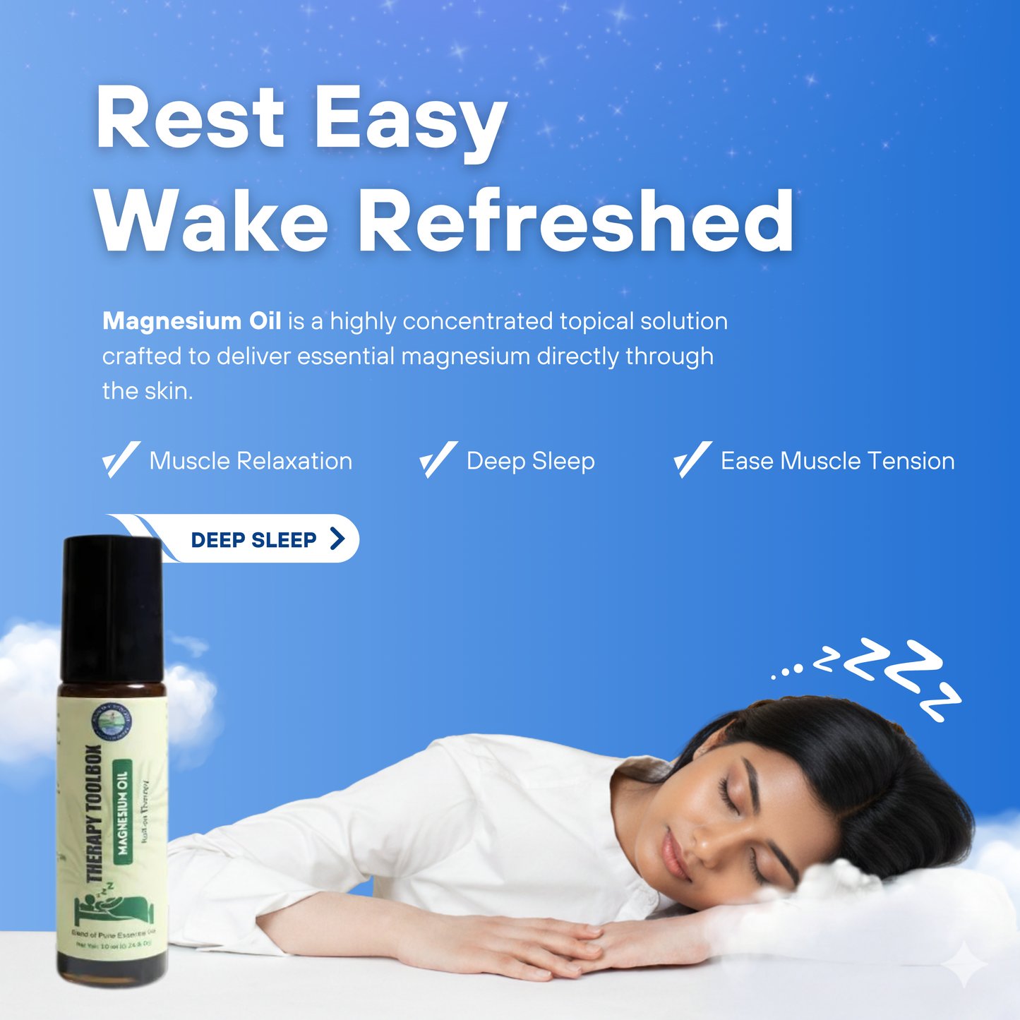 Magnesium Oil roll on for Muscle Relaxation and deep sleep
