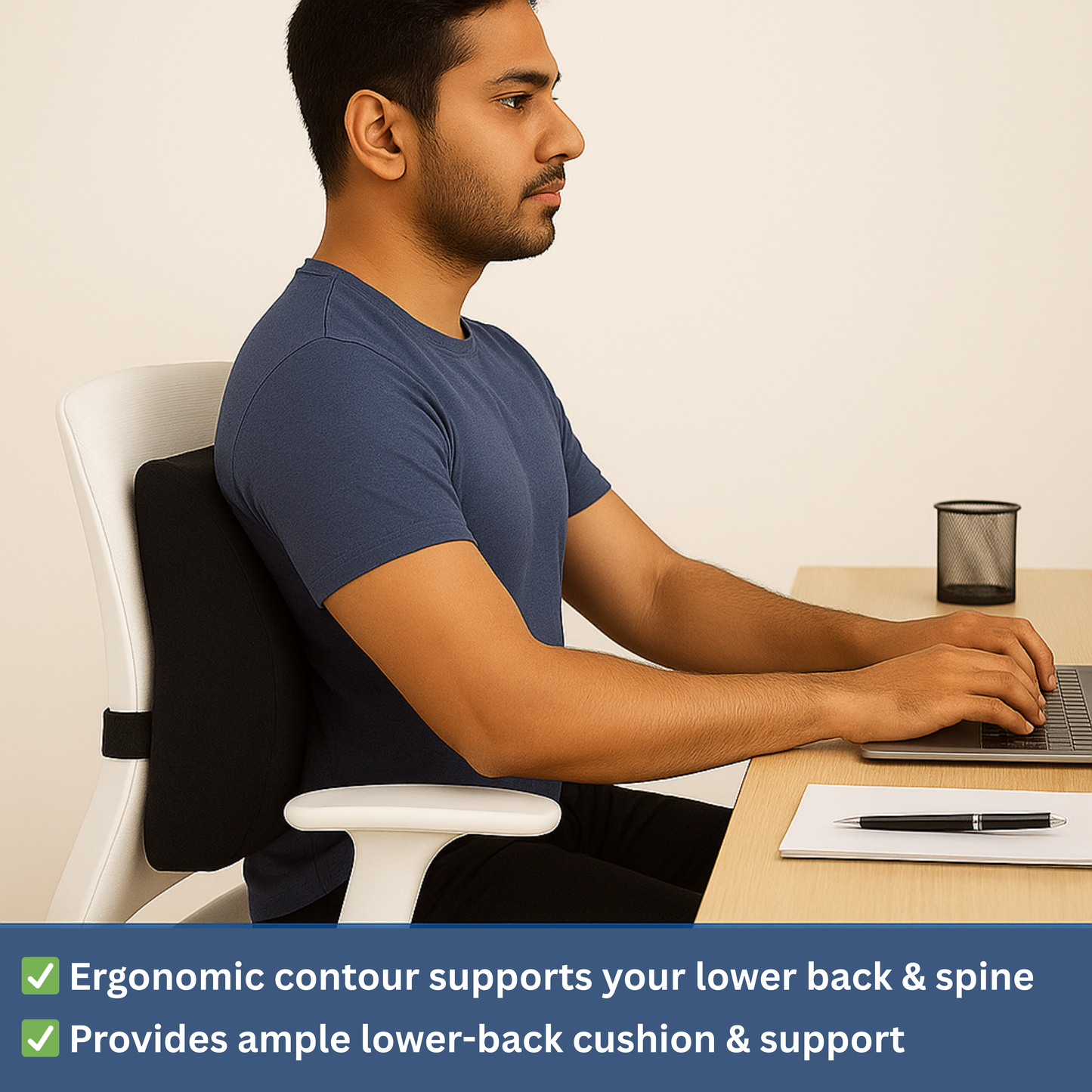 Back Rest Pillow for Lumbar Support – Relieve Lower Back Pain & Improve Posture During Long Sitting Hours