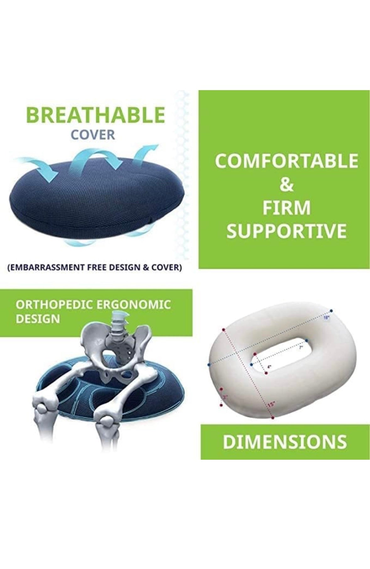 Donut Cushion for Tailbone & Back Pain Relief – Ideal for Post-Surgery, Pregnancy & Long Sitting Hours
