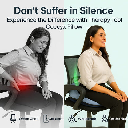 Coccyx Pillow (Black) for Tailbone & Back Pain Relief – Ergonomic Support