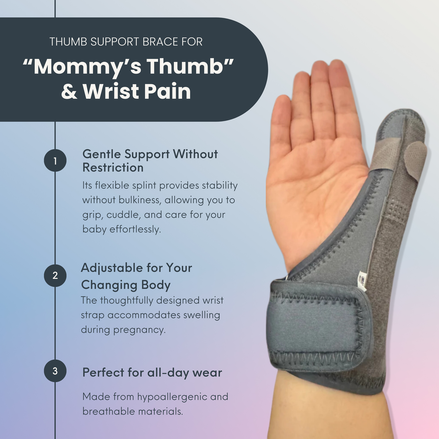 Thumb Support Brace for “Mommy’s Thumb” & Wrist Pain